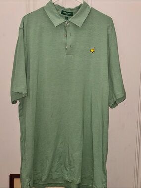 Masters Classics men’s XXL green stripe short sleeve polo masters logo